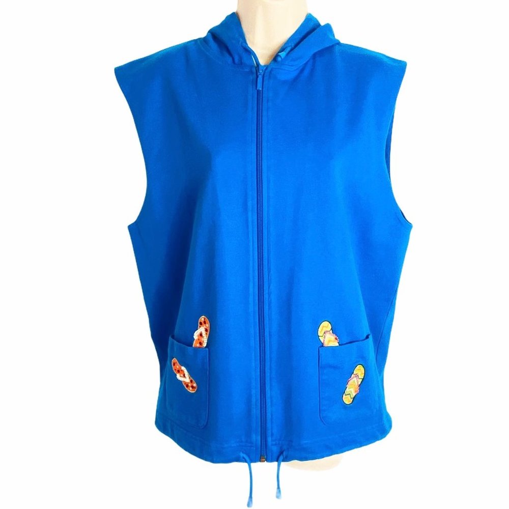 4/$25 Mandal‎ Bay Vintage Hooded Vest Jacket Flip Flop L